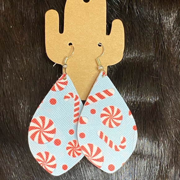 Festive Peppermint Drop Earrings - Picture 2 of 2